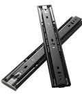 Pair Of Silent Drawer Slides For Easy Glide Side Mount Three Section Adjustable 25 To 50 Cm Black Rails For Cabinets And Dressers