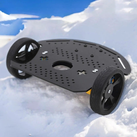 2WD Smart Robot Car Chassis With Silicone Wheels And Double Motors For DIY Learning Projects Intelligent Vehicle Part Kit for Robotics Enthusiasts and Educators, black frame on snow