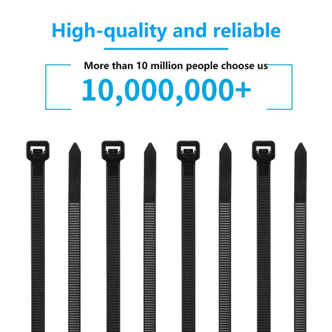 8 Inch Black Zip Ties 1200 Pack 35 Lb Tensile Strength Self Locking Nylon Cable Ties UV Resistant For Indoor Outdoor Use