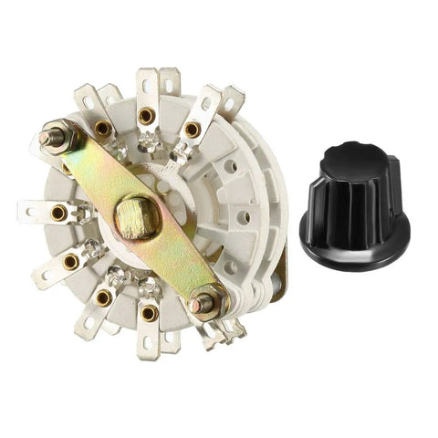 2 Pole 8 Position 2 Deck Band Channel Rotary Switch with Knob, 18 Pin, 9.7mm Mount Hole, 6mm Shaft, Black Plastic Knob