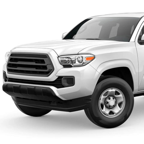 Front view of a Toyota Tacoma fitted with 0.5-Inch Front Strut Top Mount Leveling Lift Spacers Kit For Toyota 4Runner FJ Cruiser Tacoma GX460 Boost Ground Clearance And Fit Bigger Tires Easy Install No Drilling Durable Steel Fits 2003-2018 4Runner 2005-2023 Tacoma 2007-2014 FJ Cruiser 2010-2017