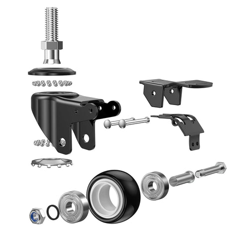 Exploded view of DICASAL 4-pack 1.5-inch swivel stem casters with polyurethane wheels for carts/furniture