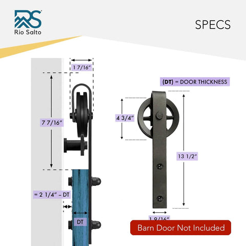 Gold Barn Door Hardware Kit With 78 Inch Track For Sliding Barn Door Big Wheel Industrial Hangers, size specifications