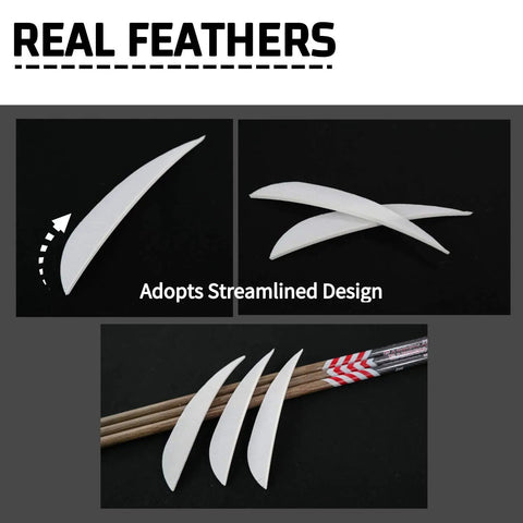 4 Inch Real Feather Archery Fletches Right Wing For DIY Arrows Shafts Elevate Flight Stability With Streamlined Design