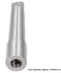 MT4 to R8 taper arbor sleeve, silver metal with hollow bore at end; inner diameter ~19.05 mm
