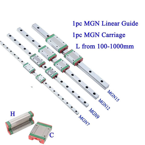 Super Cool MGN9 Miniature Linear Rail Slide Guide Block showing various lengths, compact design, ideal for CNC and DIY builds.