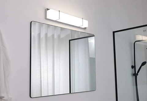 LED Vanity Light Bar For Bathroom 4000K Chrome Finish With Milky Glass Diffuser Over Mirror Wall Sconce Lamps illuminated above mirror