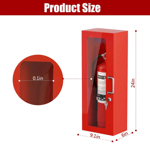 Wall Mount Fire Extinguisher Cabinet With Handle And Lock Red Heavy Duty Steel Storage Box For 10Lb Extinguisher Built To Last