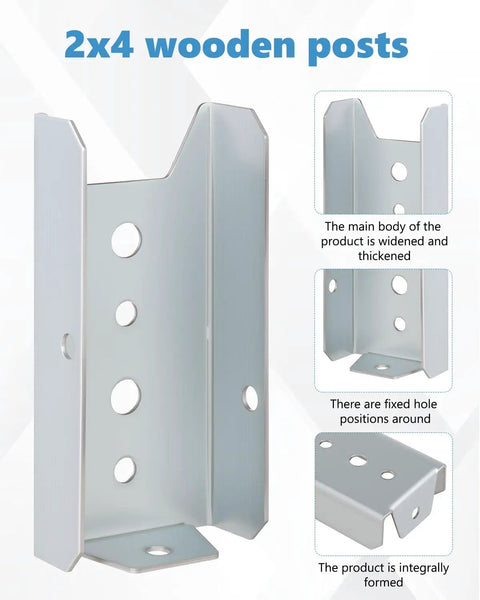 Heavy Duty 2x4 Fence Brackets for Wood Posts 100 Pack Deck Railing Brackets 1mm Thick Steel for 2x4 Posts Screws Not Included Built To Last For Fencing And Deck Railings