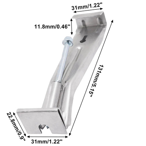 Tough As Nails 8 Pack 5 Inch Aluminum Gutter Hangers Heavy Duty Hidden Hooks with pre-installed screws and measurements.
