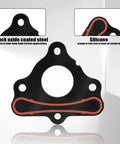 LS Camshaft Retainer Plate Gasket Bolt Kit For Gen III IV GM LS LT Engines, black oxide steel and red silicone seal.