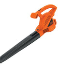 Powerful Corded Electric Leaf Blower For Quick Yard Cleanup, handheld, orange design, shown with black tube.