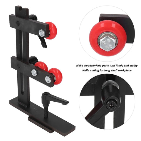 Pro Grade Wood Lathe Steady Rest With Stable L Shaped Woodworking Center Frame Cast Iron Tool Rest And 3 Fixing Wheels