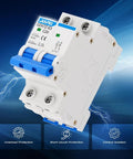 Miniature Circuit Breaker 1000V 2 Pole 20 Amp Isolator For Solar PV Systems with lightning graphics, front view