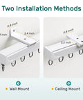 Ultra Quiet Ceiling Curtain Track Aluminum Rail White 6 To 9 Feet Heavy Duty With Sound Dampening Strips And Low Friction Pulleys For Smooth Drapery Operation wall and ceiling mount brackets