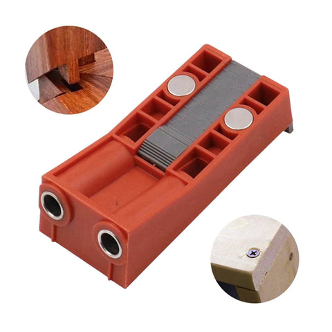 Oblique Hole Locator And Pocket Drill Positioner Jig With Magnetic Angle Guide For Carpentry on wood board