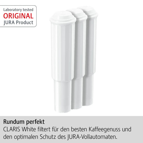 Claris White 3 Pack Filter Cartridge For Fully Auto Coffee Machines, Keeps Water Fresh With New Protection Formula