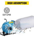 Heavy Duty Kick Butt 1 Hp Low Noise Industrial Shop Vacuum 537 Cfm Strong Suction with dust particles being collected.
