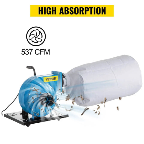 Heavy Duty Kick Butt 1 Hp Low Noise Industrial Shop Vacuum 537 Cfm Strong Suction with dust particles being collected.