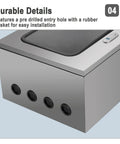 Built Like A Tank 304 Stainless Steel Waterproof Electrical Box With Heavy Duty Rubber Seal And Clear Window Marine Grade Outlet Hub for easy installation and cable management.