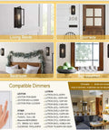 Various settings showing Vintage Edison Style LED Bulbs 6W Equivalent 60W Warm White 2700K in living room, bedroom, and bar counter.