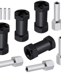4 Pack Aluminum RC Wheel Spacers 12mm Hex With 25mm Offset Extension For 1 Tenth Scale Crawlers CNC Machined components shown