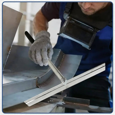 Person using 15.25 Inch Sheet Metal Bender With Sturdy Handle For Steel Bending Up To 1 Inch Deep, perfect for metal roofing.