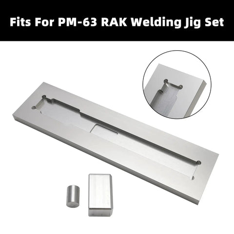 Heavy Duty Aluminum Welding Jig Set Fits PM63 Receiver Tubes, precision alignment tool for metalwork with mounting fixture.