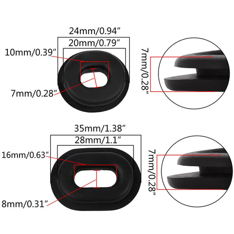 12 Pack Side Cover Grommets Kit For CG125 Rubber Grommet Set Replacement For Your Ride Classic Motorcycle Side Covers Durable Rubber Seals For CB100K CL100S SL100K XL100 CB125S CT125 TL125 XL125 CB200K CB200T And More. Black rubber grommets, 24x20mm and 35x28mm sizes