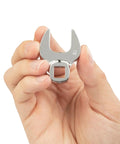 Ultra Compact Crowfoot Wrench Three Eighths Inch Drive For Tight Spaces Built Tough Lean Design For Strength Where It Counts With Eighteen Millimeter Size Engraved For Quick Read A Real Workhorse For Auto And Mechanic Jobs held in hand