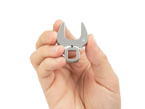 Ultra Compact Crowfoot Wrench Three Eighths Inch Drive For Tight Spaces Built Tough Lean Design For Strength Where It Counts With Eighteen Millimeter Size Engraved For Quick Read A Real Workhorse For Auto And Mechanic Jobs held in hand