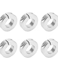Six Piece Lightweight Aluminum Alloy Shaft Collar Set Clamping Lock Rings To Fix Shafts And Bits With Anti Rust Coating Good For Garage And Workshops Where Stability Matters Most This Quality Kit Keeps Hardware Locked Firm Without Loosening Giving Safe. six aluminum shaft collars on white background