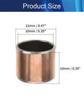 Top Shelf Oilless Bushings And Plain Bearings 10mm Bore 12mm OD 10mm Length carbon steel bronze coated sleeve bearing size diagram.