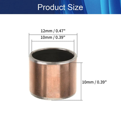 Top Shelf Oilless Bushings And Plain Bearings 10mm Bore 12mm OD 10mm Length carbon steel bronze coated sleeve bearing size diagram.
