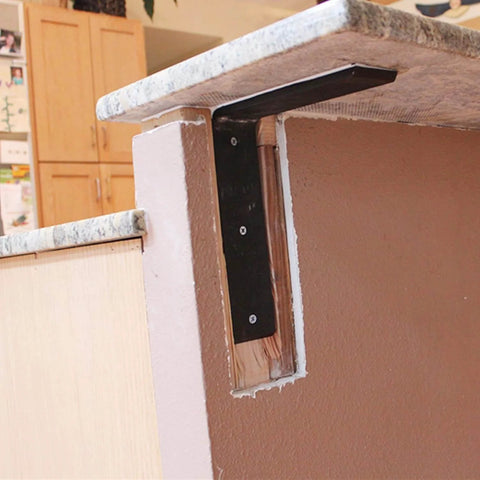 Installed Countertop Support Bracket 2 Pack Heavy Duty Hidden L Bracket 12x6x2.5 Inches for Quartz Granite Laminate Black