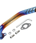 Exhaust Pipe Header Kit For 212cc Predator Non Hemi And 196cc KT196 Mini Bike Engines, includes pipe, gasket, screws, and wrench