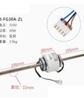 Brushless DC Air Conditioner Motor For Multi Unit Duct System ZWF 30A Compatible 30W Replacement Fan Motor Beat The Heat With Reliable Easy Install For Home Or Office, showing dimensions and wiring connector.
