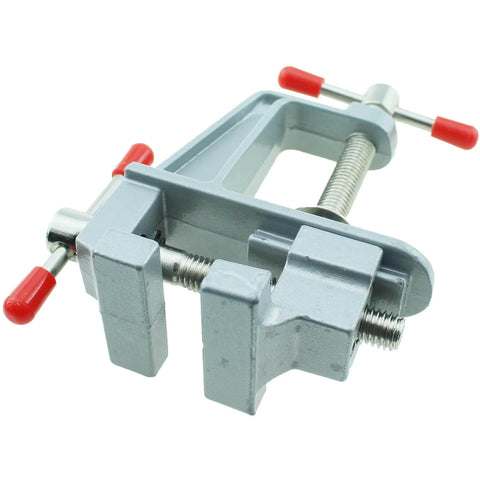 Mini Aluminum Table Clamp Vise For Small Craft Projects, Tiny But Mighty DIY Clamp viewed from the side showing jaws and screw