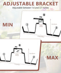 Adjustable bracket dimensions for Pretty Cool Set Of Two Deck Railing Planters With No Sweat Hanging System for balcony use.