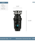 Prep Series One Half Horsepower Continuous Feed Garbage Disposal With Fast Track Technology 2600 RPM Vortex Motor dimensions
