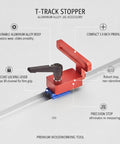 One Pack Aluminum T Track Stopper For Router Table And Table Saw with locking lever and durable aluminum body, compact design.