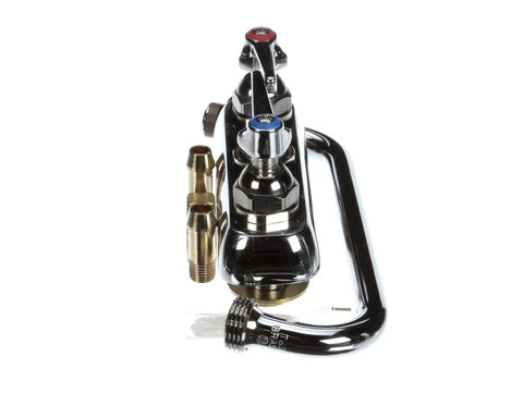 Workboard Deck Mount Faucet With 4 Inch Centers, 8 Inch Swing Nozzle, Garden Hose Tip, And Lever Handles for kitchens