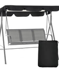 Replacement Canopy Top For Patio Swing 65x45 75x45 78x47 85x45 Outdoor 2 Or 3 Seater Porch Swing Cover in black with storage bag