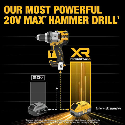 Top Shelf 20V MAX Cordless Hammer Drill Sold As A Bare Tool Rig, showcasing a powerful design and battery compatibility.