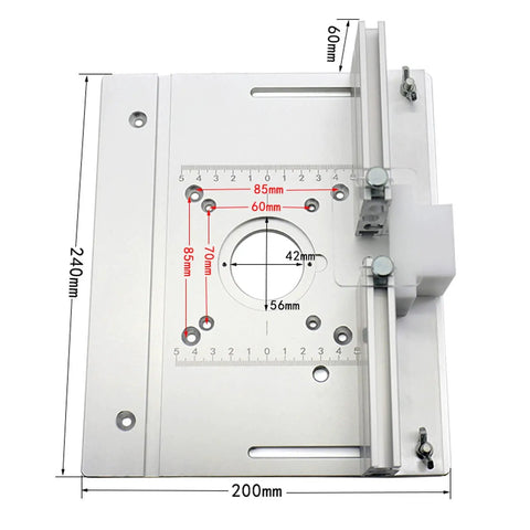 Pro Shop Quality Aluminum Router Table Insert Plate With Smooth Glide Lift Lever And Rock Solid Surface Mount Design For Heavy Duty Woodworking Trimming And Carving, 240x200mm size.