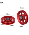 Cable Pulley Wheel Replacement For Home Gym Equipment With CNC Aluminum Pulley Block And 6202RS Quiet Bearing, Adjustable 75 To 114mm Workout Pulley Roller In Black And Red, High Strength AL6061 Build For Smooth, Quiet, Long Lasting Gym Repairs, 105mm red pulley, 10mm groove, 18.5mm width