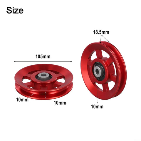 Cable Pulley Wheel Replacement For Home Gym Equipment With CNC Aluminum Pulley Block And 6202RS Quiet Bearing, Adjustable 75 To 114mm Workout Pulley Roller In Black And Red, High Strength AL6061 Build For Smooth, Quiet, Long Lasting Gym Repairs, 105mm red pulley, 10mm groove, 18.5mm width