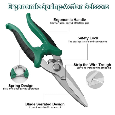 Tough As Nails Heavy Duty Tin Snips And Industrial Scissors With Serrated Stainless Blade Ergonomic Handles for cutting.