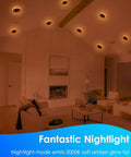 Living room with 5/6 Inch LED Recessed Light Kit With Night Light, Dimmable And Energy Smart, warm glow, 6 Pack installed