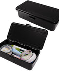 Small Metal Tool Box With Latch Portable Mini Steel Toolbox With Lid For Tools Car Workshop And Crafts 7.9 Inch Black open with contents